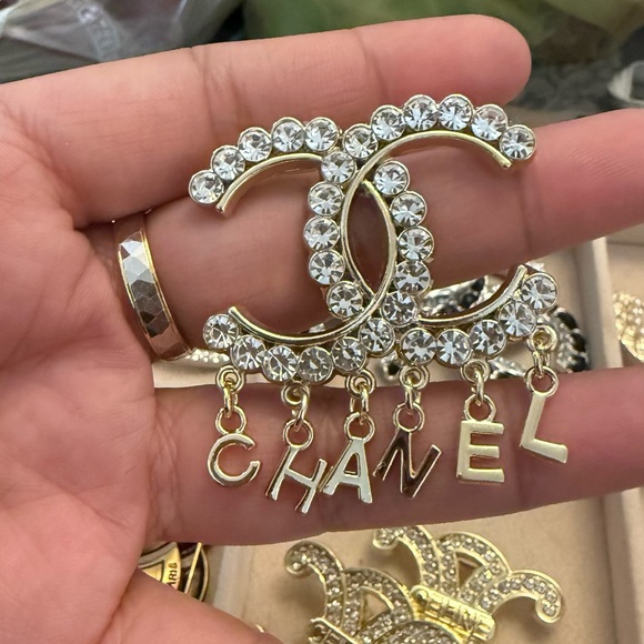 Upcycled Jewelry - Gold and Silver Crystal Logo Brooch